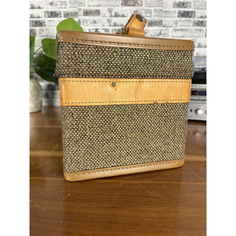 Hartmann Vintage Tweed Leather Train Case⭐️Makeup Toile Interior⭐️15" Travel Bag - Picture 7 of 14